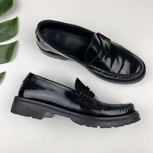 Saint Laurent Black Le Loafer monogram leather penny loafer